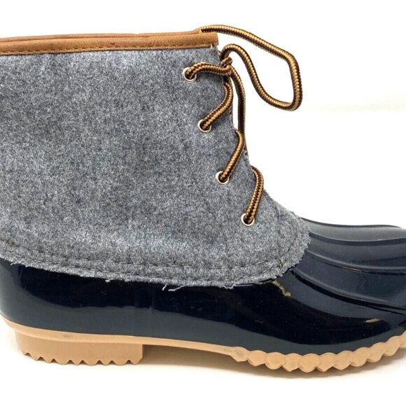 Rue21 Duckie Flannel Winter Snow Rain Women's Boot Lace Up Black Gray Size 7 - Picture 2 of 7